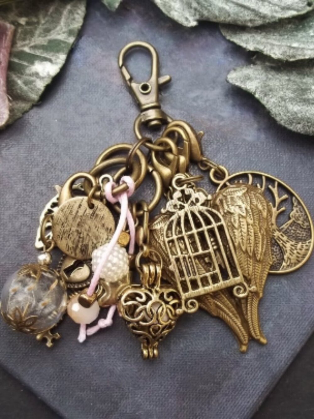 Whimsigoth Interchangeable Charm Keychain Cottagecore Dandelion Terrarium